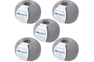 KALAPANTA Ovillos para tricotar, 100% Pura Lana Virgen Merino Extrafina de Lana Gatto, Made in Italy. Línea Super Soft, 250 g. 625 mt, (Perla gris, 5)