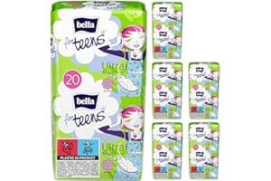 ‎BELLA bella for teens Ultra Binden Relax: Ultradünne Binden für Teenager, 6er Pack (6 X 20 Stück), Mit Flügeln + Frischeduft