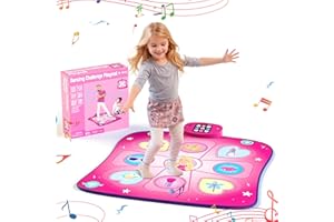 VIVO TECHNOLOGIES Dance Mat Toys for Girls Musical Play Mat with LED Lights, Adjustable Volume, 3 Game Modes, Built-in Music, Dance Game Pad Toy Christmas Birthday Gifts for 3 4 5 6 7 8 9+ years old kids (Purple)