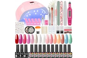 Coscelia Kit Smalti Semipermanenti con 36W Lampada UV/LED, Smalti Semipermanenti di 15 Colori con Fresa per Unghie, Base e Top Coat, Set per Manicure Semipermanente