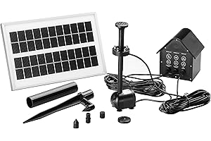 Monzana Pompe Solaire LED Multicolore 4 Buses Minuterie Télécommande Panneau Solaire Pompe de Bassin Fontaine Solaire Fontaine Jardin Marre