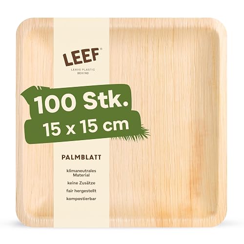 Leef Palmblatt-Teller eckig 15 cm, 100 Stück