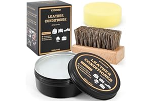 CENOZO Lederpflege mit Rosshaarbürste,Farblos,100ml Lederpolitur Premium Wasserdichte Formel zum Erweichen und Glänzen für Lederpflege Ledercouch,Lederschuhe Pflege,Kunstleder,Sattelseife für jede Farbe