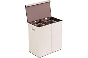 BRIAN & DANY Panier à Linge Pliable avec 2 Compartiments de tri, Beige