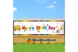 Panelee 100th Day of School Decorations Happy 100th Days Banner 100 Days of School Classroom Bulletin Board Hanging for Kindergarten Preschool Primary High School Wall Fence Yard Decorations