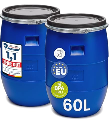 Tonneau à Col Large Plasteo® 60 Litres Avec Couvercle Et
