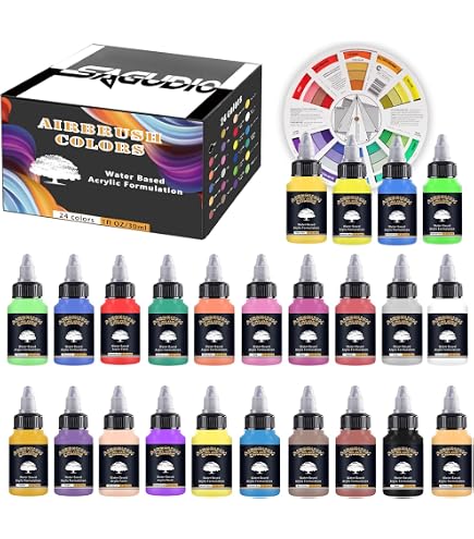 Medea Iwata Kit H COM-ART 10 colori aerografo bianco nero e scala di