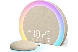 ‎ANJANK ANJANK Extra Lauter Wecker mit Kabelloser Vibration,Lichtwecker & Vibrationswecker für Tiefschläfer,Jugendliche,9-Farben Nachtlicht,Doppelalarm,8 Wecktönen,0-100% Dimmer,Digital Alarm clock für Kinder