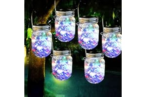 eaaerr Lumières Solaire Extérieur, 6 Pièces Lampe Led Solaire Mason Jar Lumières Jardin Ip65 Étanche Lanterne Solaire pour Noël,Patio,Mariage Décoration(multicolore)