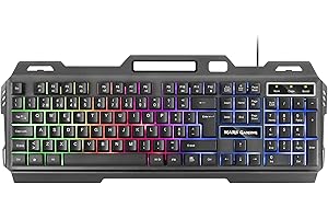 Mars Gaming MK120PT, Tastiera Gaming FRGB, Alluminio, Antighosting, Supporto per Smartphone, Grigio e Nero, Lingua Portoghese