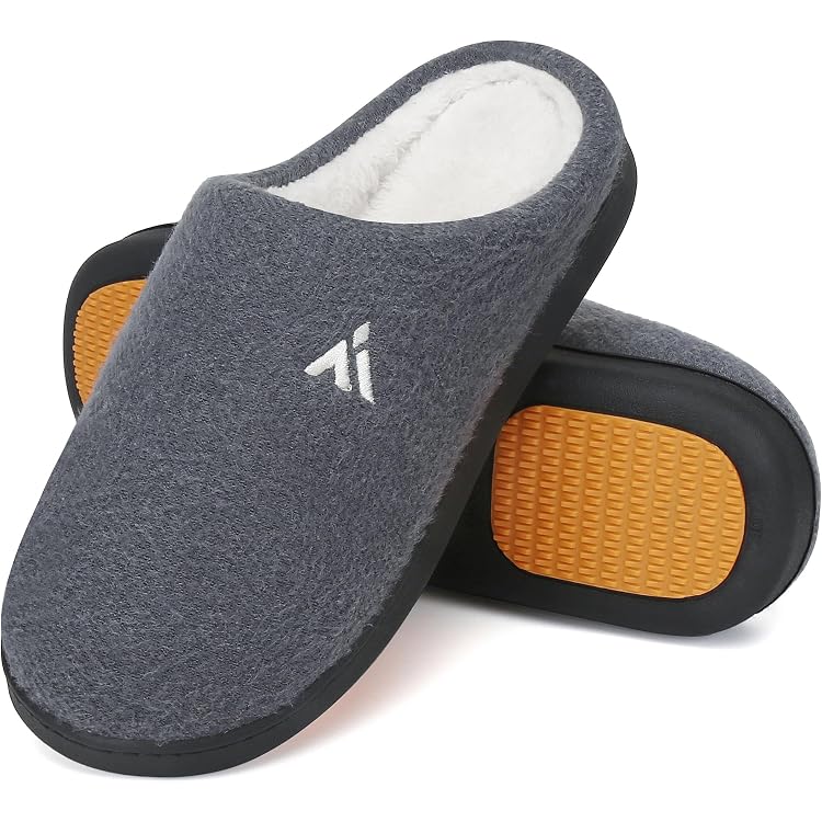 Chaussons Mules Isotoner Pour Homme - Polaire Chiné, Semelle Gomme Souple Antidérapante, Taille 43