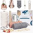 UHAPEER DIY Macrame Kit, 656 Feet Macrame Cord Kit for Beginners Adults with Instructions, Natural Cotton, Wood Rings, Wood Sticks, Colour Beads, Wall Hanging Plant Hanger Kit for Home Room Decor