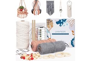 UHAPEER Kit de macramé à faire soi-même, kit de cordon en macramé pour débutants et adultes avec instructions, kit de suspension murale pour plantes pour décoration de maison