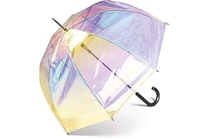 happy rain Automatik Regenschirm transparent durchsichtig Glockenschirm bunt schillernd Shiny