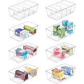 Vtopmart Clear Fridge Organizers with Dividers 8 Pieces | Pantry Organizer, Food Storage to Store Tea Bags, Snacks, Condiment