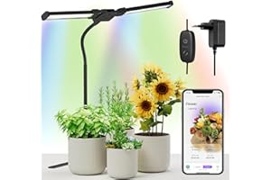 ‎DIIVOO Diivoo Bluetooth Pflanzenlampe LED Vollspektrum pflanzenlicht, Grow Light APP mit Wachstumsspektren von 27-Pflanzen und 2 Licht-Modi, Wachstumslicht mit Timer, Stufenloser Dimmung für Zimmerpflanzen