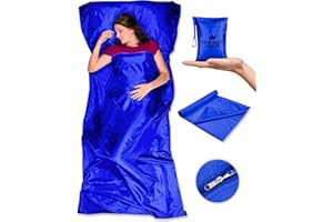 The Friendly Swede Drap de Sac de Couchage pour Le Camping et Le Voyage - Garantie A Vie (Bleu avec Fermeture éclair)