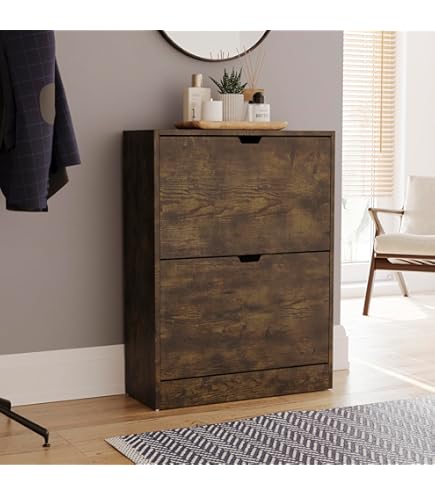 Scarpiera Vida Designs Con 2 Cassetti - Mobile Ingresso In Legno Noce/Bianco - Foto 12