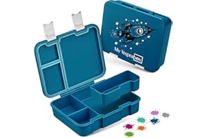 My Vesperbox – Jin - Bento Box Kinder - Lunchbox - extrem robust – Brotdose – Brotbox ideal für Kindergarten und Schule (Petrol - Rakete)