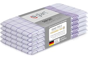 Glart 48KV1 Kökshandduksset – 5 stycken à 50 x 70 cm – 100% bomull – 300 GSM – Oeko-TEX certifierad – lila rutiga – kökshanddukar diskmaskinssäkra