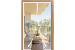 Luyanxy Moustiquaire Porte Fenetre 120x200cm, Rideau Moustiquaire Magnétique Blanc, Différentes Tailles, Sans Perçage, Fermeture Automatique, Idéale pour Balcons, Caves, Chambres