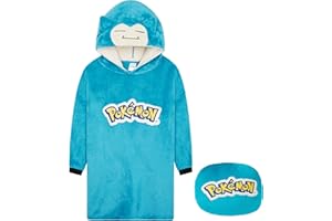 Pokémon Sweat à Capuche Oversize Enfant, Pikachu Gengar Sweat Plaid Polaire Chaud avec ou sans Sac Intégré, Poncho Doux