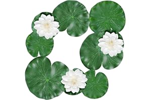 CHUANFU 9 Pezzi Fiori Galleggianti per Laghetti, Fiori di Loto Finti, Artificiale Ninfee Galleggianti, Impermeabile Ninfea Artificiale in Schiuma, per Decorare Giardino Acqua Acquario Piscine