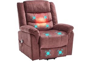 ‎ASUKALE Asukale Elektrischer Fernsehsessel mit aufstehhilfe, Relaxsessel Massagesessel mit Wärmefunktion, Liegefunktion, Fernbedienung Verstellbar, Schlaffunktion und Fußteil, bis 230kg, Braun Stoff