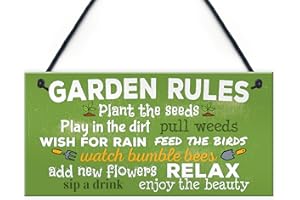 RED OCEAN Garden Rules Relax Novelty Hanging Plaque SummerHouse Sign Garden Shed Friendship Gift