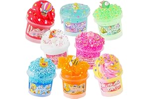 ‎OKAYBEE 8 x 100 ml Schleim-Set, Slime Variety Pack Different Textures, mit Cloud, Clear, Butter Slime, Schleim-Partygeschenke für Kinder, Geburtstags-, Oster- und Halloweengeschenk für Jungen und Mädchen