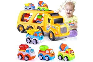 CI VETCH Toy Trucks Car for 3 4 5 Year Old Toddlers Boys, 5 in 1 Carrier Truck Car Construction Vehicles Toys for Kids Boys Girls Toddlers Christmas Birthday Gifts, Car Trucks Toys with Light Sound