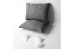 POKSRI Kissen lordosenstütze Auto,lendenkissen,43x28cm Wildleder Nachfüllbar&Verstellbar Pflanzenbasiertes Polyester,Rückenlehne,deko,blackroll,Outdoor,tempur Kissen,Sofa(grau,2ps)