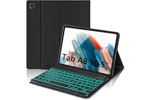 JADEMALL Custodia con Tastiera per Samsung Tab A8 2022 10.5 Pollici, Cover con Italiano Tastiera per Galaxy Tab A8, Italiana Layout Tastiera Bluetooth Retroilluminata, Nero