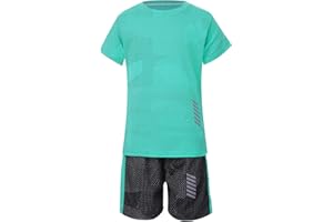 Aiihoo Kinder Jungen Trainingsanzug Sportanzug Set Kurzarm Sportshirt mit Sportshorts Mädchen Jogginganzug Sommer Sportkleidung