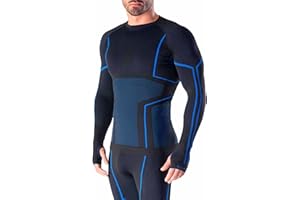Risalti Maglia Termica Uomo Manica Lunga Merino Tech - Maglie Termiche Uomo a Compressione in Lana Merino, Intimo Termico Uomo Invernale, Termica Uomo Senza Cuciture - Made in Italy