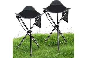 REDCAMP Deux Tabouret Pliant Tabouret Pliant à Trois Pieds ultraléger, Tabouret de Camping 57cm de Haut 102KG de Charge avec Poche latérale, Tabouret de pêche Portable Pliable pour Le Camping