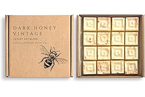 LITTLE LONDON GIFTS CO Luxury Soy Wax Melts Gift Set - 16 Highly Scented Melts in Lemongrass & Ginger, Pear & Freesia, Dark Pomegranate, Black Plum & Rhubarb - Perfect for Gifts" (Dark Honey & Vintage)