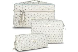 TOPALL Neceser Maquillaje Grande, Neceser Viaje Mujer de Algodón Neceser Cuero,Makeup Bag,XXL Organizador Bolsa de Aseo para Maquillaje Necessaire Viajes Accesorios de Mujer