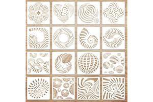 WOFEU 16Piece Drawing Stencils Set, Reusable Painting Template Stencils, Plastic Stencils for Wood, Furniture, Wall & Home Decor DIY Scrapbooking (15x15cm)