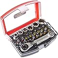 Connex COXB973925 Bit/Socket Wrench Set with Ratchet Box, Multi-Colour, Set of 25 Piece