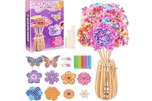 Acsatont Creativo Set per Bambini, Set di Fiori Fai da te per Bambini, per Ragazze e Ragazzi a Partire dai 3-12 Anni, Kit Artigianali per Bambini, con Fiori e Paillettes Artigianato Colorati