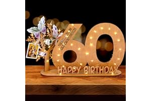 WAREHOUSE Originelle Geburtstag Geschenk Frauen & Männer - Geldgeschenke Geburtstag mit Holz Schild Gästebuch Geburtstag Deko Geburtstagszahlen Holz Schild Gäste (60)