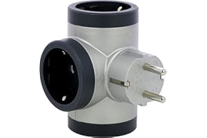 LEGRAND Adaptadores 3 Tomas Laterales 2P+T, Ladron de enchufes, Color Aluminio/Gris Oscuro 694523