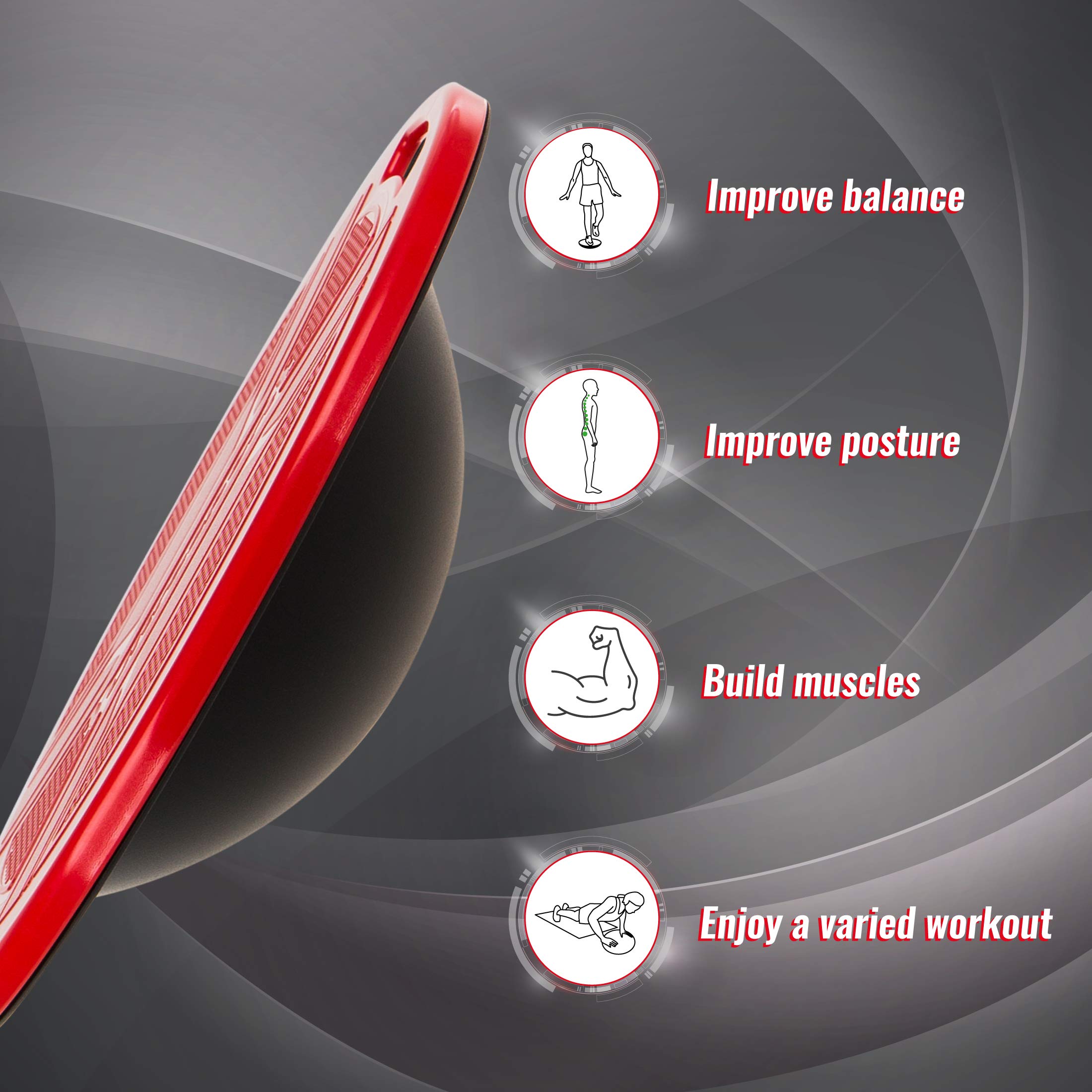 Ultrasport Fitness, Equilibrio, Propriocettiva, Pedana con Superficie Antiscivolo, Tavoletta per Uso in Terapia con… - immagine 7