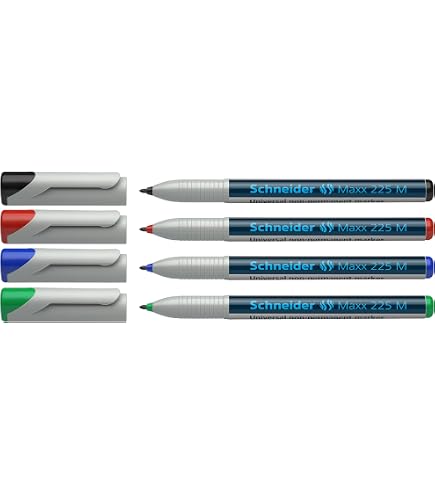 Q-Connect KF04089 Faserschreiber 4er Set – Non-permanent, Ca. 0,5 Mm, Für Folien & Glatte Oberflächen