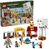 LEGO Minecraft Ghost Balloon Village Attack For Children Ages 21273-10 and Over, Steve, Dawn, Piglin and His Posture Can Be Adjusted