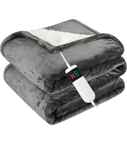 Coperta elettrica con spegnimento automatico, 150 x 80 cm, telecomando, timer da 6 ore, coperta termica, coperta termica, 6 livelli di temperatura, lavabile a 30°, tappetino termico, termoisolante