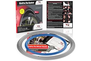 TR RIMPRO-TEC Rimpro-Tec Wheel Bands - Wheel Rim Protectors for Cars and Light Trucks - Wheel Curb Protectors - Silver Track/light Blue Pinstripe Fit from a 12" to 22” Set of Wheels - Protection and Style