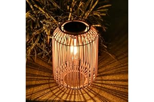 ZWOOS Lanterna Solare Esterno, Grande Lanterna Solare Rattan, Sospesa/In Piedi, Lampada Solare per Balcone, Patio, Giardino