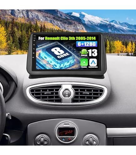 Autoradio Android 9 Pouces Pour Renault Clio 3 (2005-2014) - 6Go RAM + 128Go - Carplay/Android Auto Sans Fil, GPS, DSP - 8